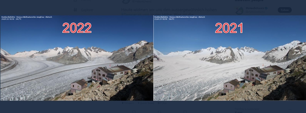 폭염 속 알프스가 녹는다…빙점 고도 27년 전 기록 깨져