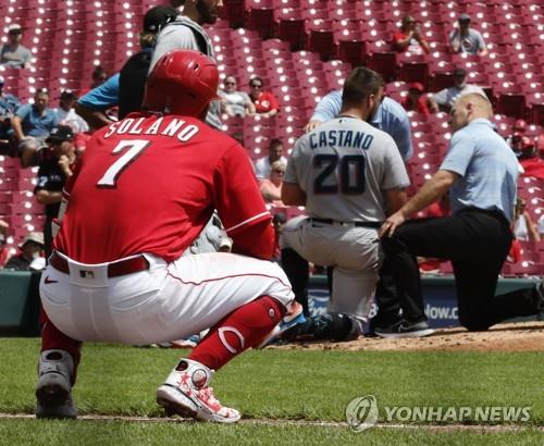 MLB 마이애미 투수, 시속 167㎞ 직선 타구에 머리 맞고 교체