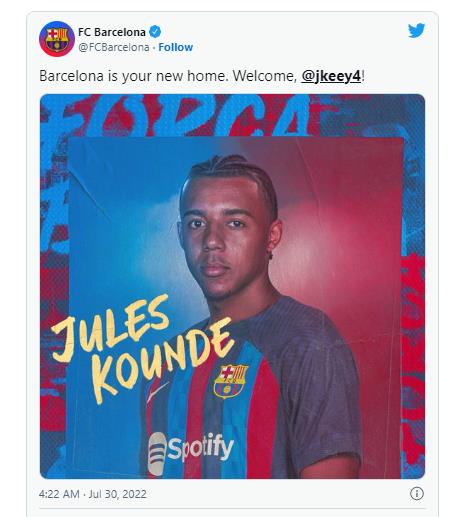 Barcelona announces five-year contract with Kunde  Buyout is 1.3 trillion won