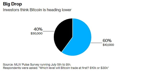 블룸버그 "응답자 60%, 비트코인 1만달러 추락...나머지 40%는?"