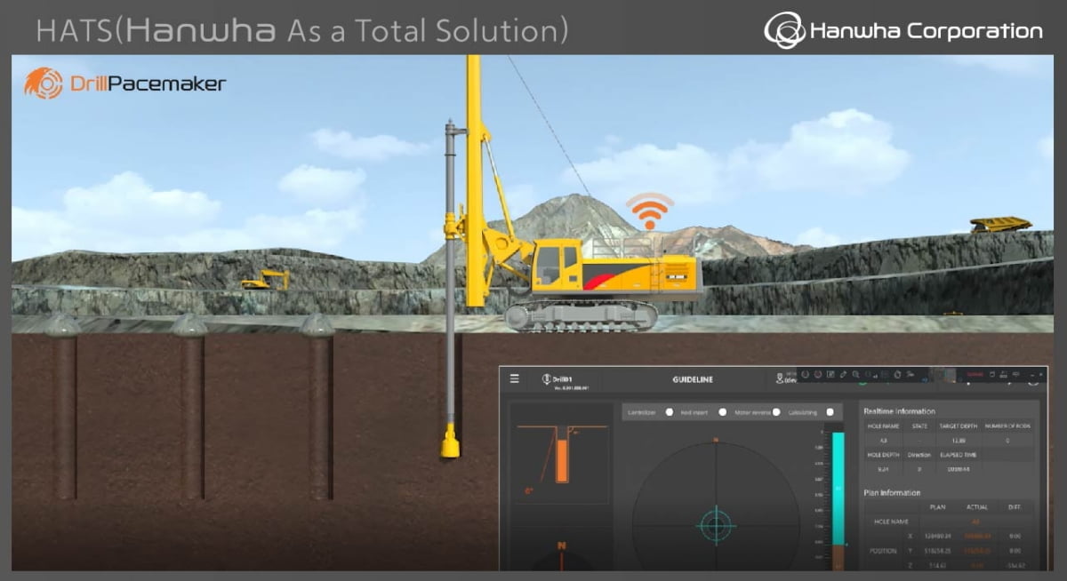 HATS(Hanwha As a Total Solution) 솔루션 중 천공(Drilling) 모듈 화면. 