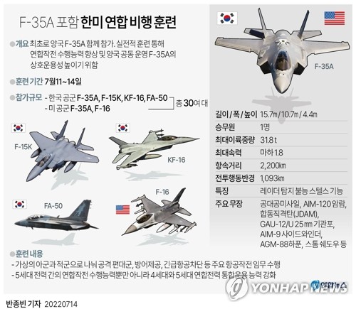 한미 최초 F-35A 연합비행훈련…北핵실험 준비에 강력 경고(종합)