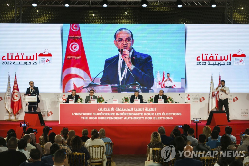 튀니지 '막강 대통령제' 개헌 통과…국민투표서 94.6% 찬성