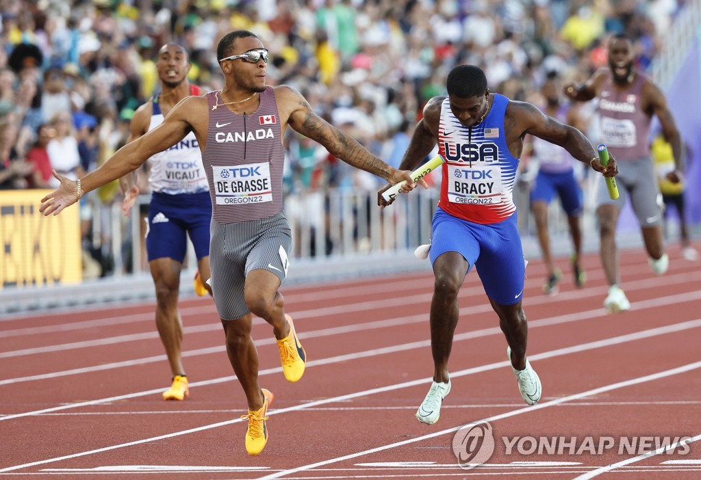 [세계육상] 이변의 400ｍ 계주…여자는 미국, 남자는 캐나다 우승