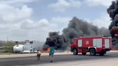 소말리아 공항서 여객기 뒤집혀 화재…탑승객 36명 모두 생존