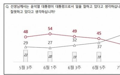 "尹국정운영, 긍정 34% 부정 54%…긍·부정 모두 1%p 올라"