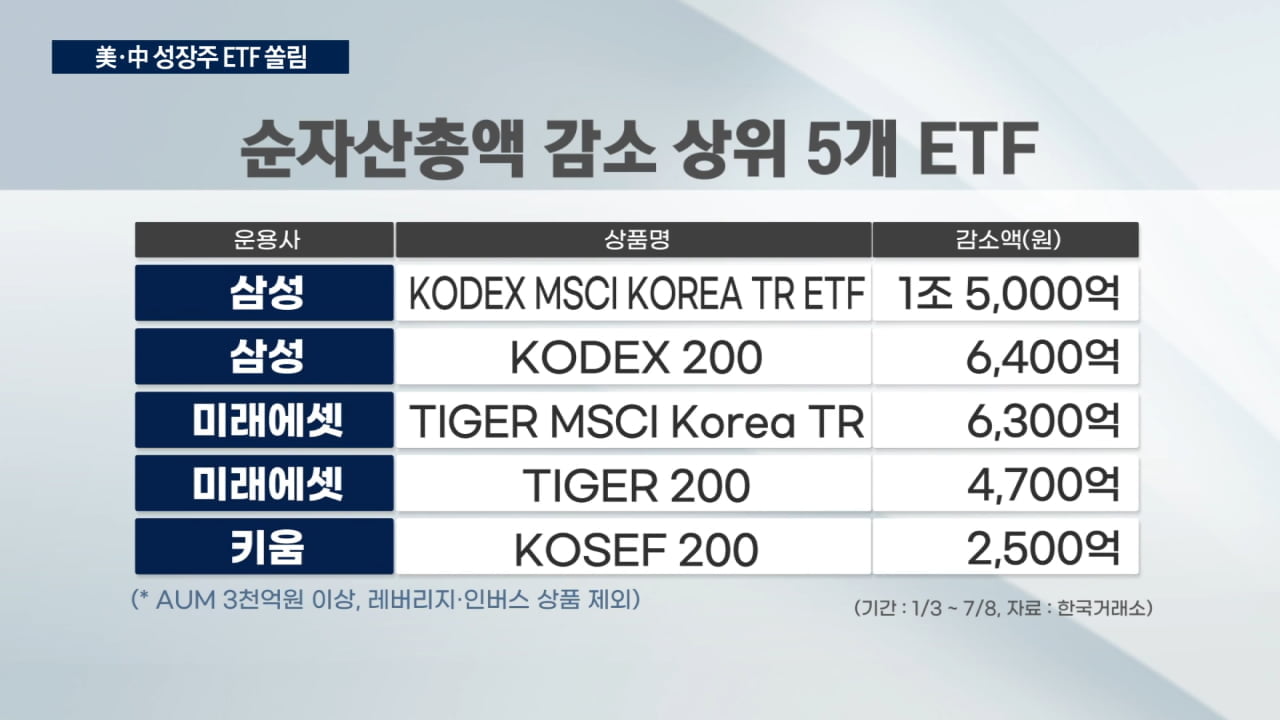 ETF 자금 대이동…"美·中 성장주로 환승"