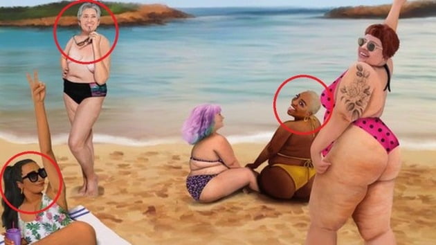 스페인 해변 몸매 캠페인 포스터에서 사진이 도용됐다고 주장하는 여성들. 사진=스페인 양성평등부 트위터 캡처
