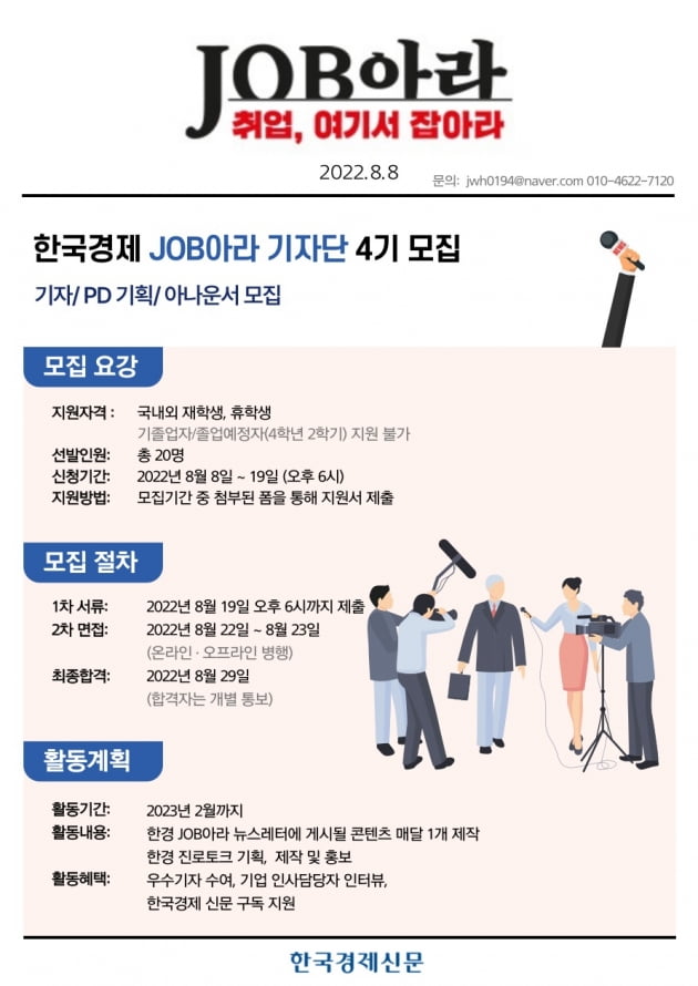 기업탐방 취재에 취업까지...한경 잡아라 기자단 4기 모집!