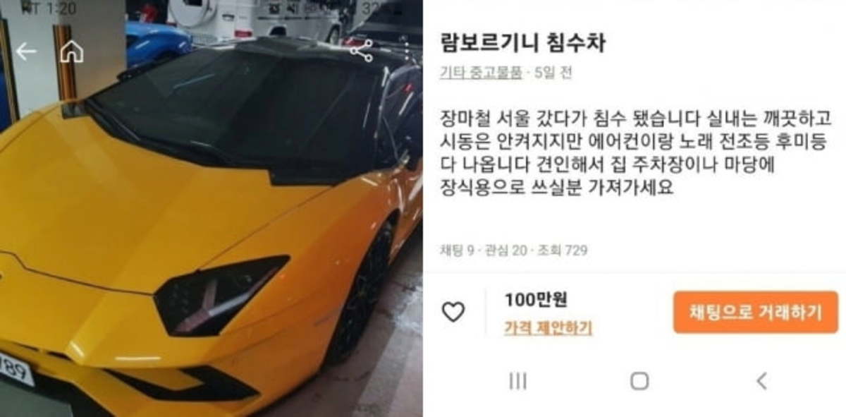 100만원에 가져가세요…6억 람보르기니 당근마켓 등장 | 한국경제 100만원에 가져가세요…6억 람보르기니 당근마켓 등장 | 한국경제