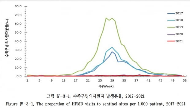 수족구병 환자는 6월에서 9월 사이에 크게 늘어나는 경향을 보입니다. 사진=질병관리청