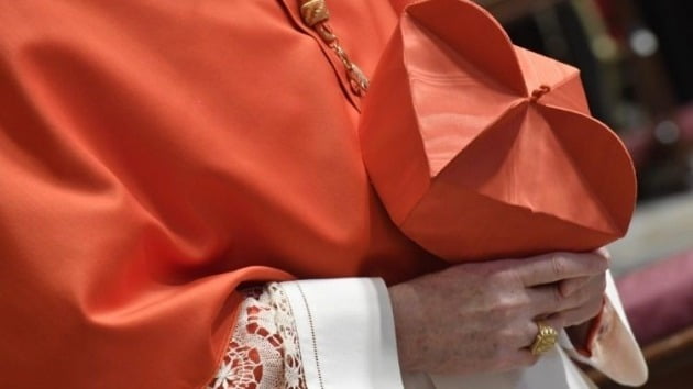 추기경의 상징인 붉은색 모자 '비레타'를 손에 들고 오른손 약지에 추기경 반지를 낀 모습. /출처: 바티칸 관영매체 '바티칸 뉴스'