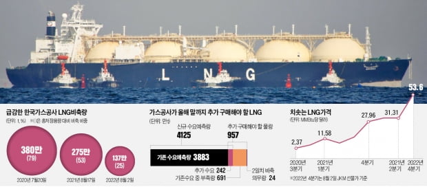 LNG 가격 뛰는데 1000만t 부족…"웃돈 줘도 물량 확보 어렵다"