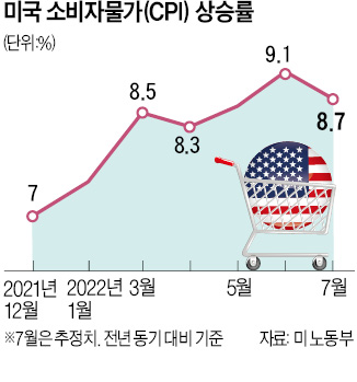 美 7월 물가 8.5%로 상승폭 둔화…40년 만의 '최악 인플레' 정점 찍었나