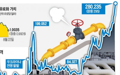 [숫자로 읽는 세상] 러시아 공급 중단에 1년 새 10배 뛴 천연가스…유로화는 20년 만에 최저, 또 1달러 밑으로