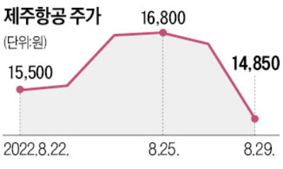 유증 나선 제주항공 급락…항공株 일제히 와르르