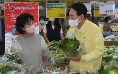 양재 하나로마트 간 尹 "장바구니 물가 확실하게 잡겠다"