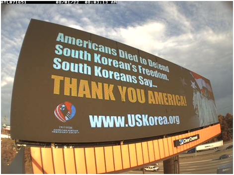 美 주요도로에 '땡큐 아메리카' 광고판 등장…"참전용사에 감사"