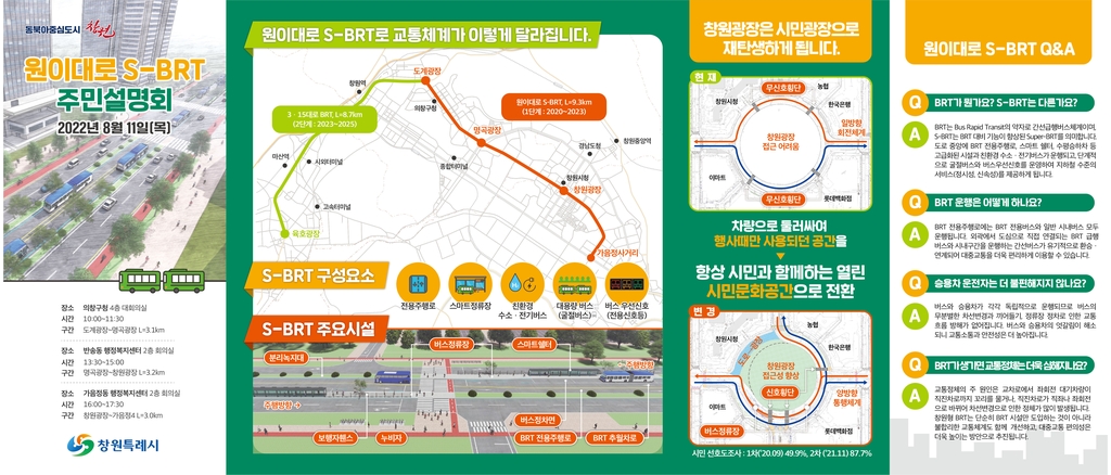 창원 원이대로 S-BRT 구축안 공개…시, 주민설명회서 의견 수렴