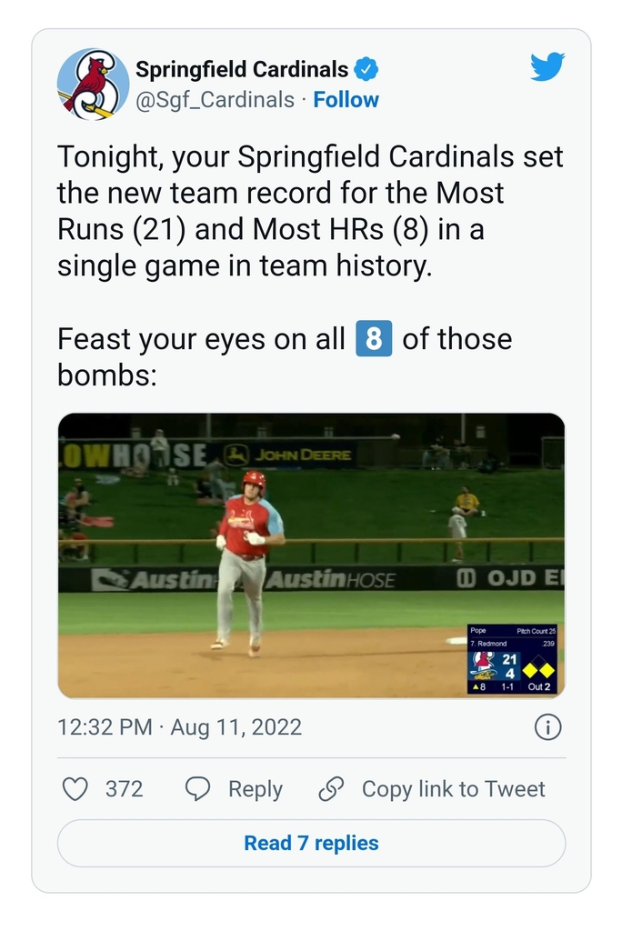 美야구 마이너리그서 역대 두 번째 '홈런 사이클' 작성