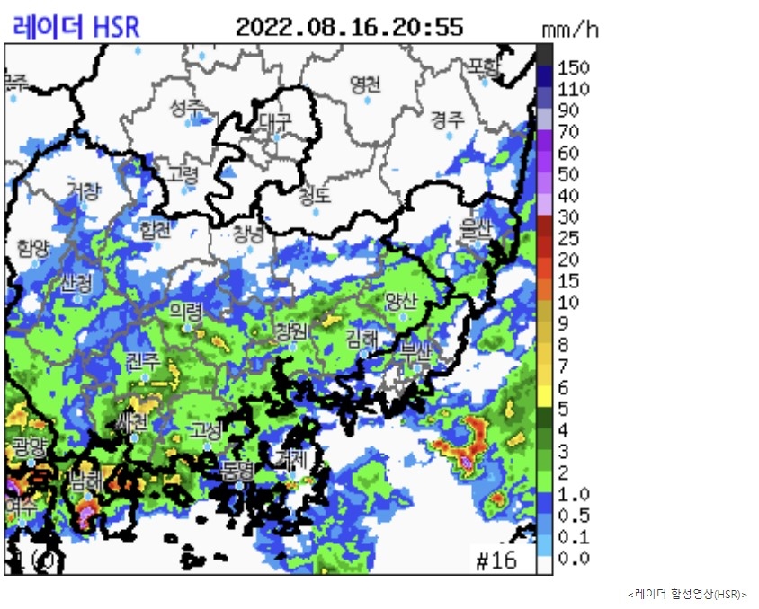 경남 남해안 중심 최대 60.5㎜ 비…나무 쓰러짐 신고 잇따라