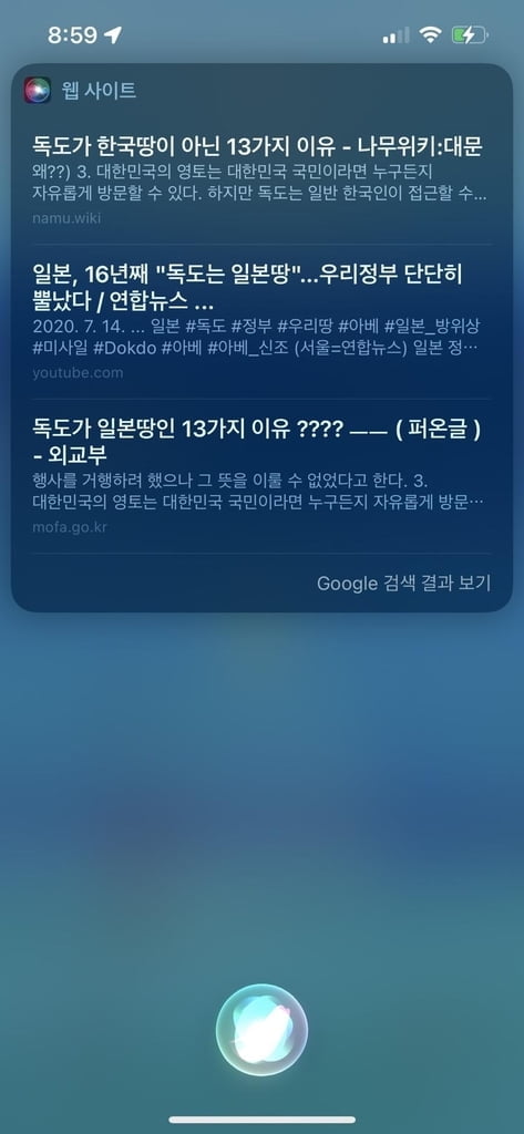 애플 시리 '독도 누구 땅' 물으니…"한국땅 아닌 13가지 이유"