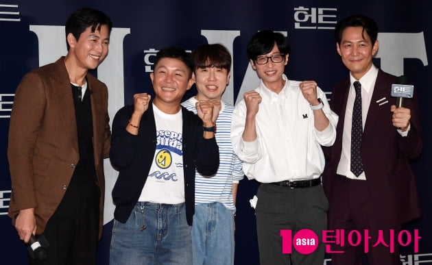 [TEN 포토] 유재석-남창희-조세호 '영화 '헌트' 힘찬 파이팅!'