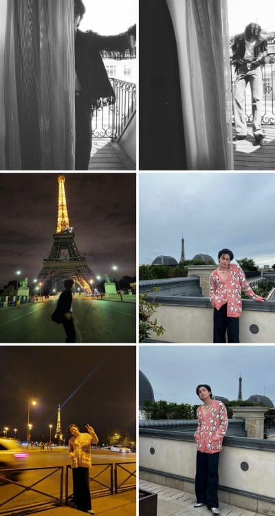 방탄소년단 뷔, 파리가 선택한 남자..에펠탑 앞에 조각미남