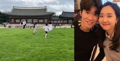 '박지성♥' 김민지, 잔디밭에 풀어놓으니 신난 애들…영국서도 한국서도 육아 중 [TEN★]