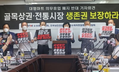 소상공인단체 "대형마트 의무휴업 폐지 반대…생존 위한 마지노선"