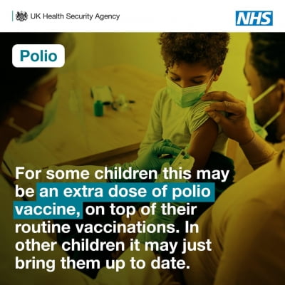 런던 하수서 소아마비 바이러스 검출…어린이 긴급 백신 접종
