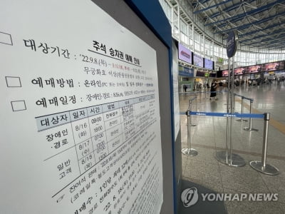 코레일 추석 승차권 예매 첫날 예매율 하락…48.3%