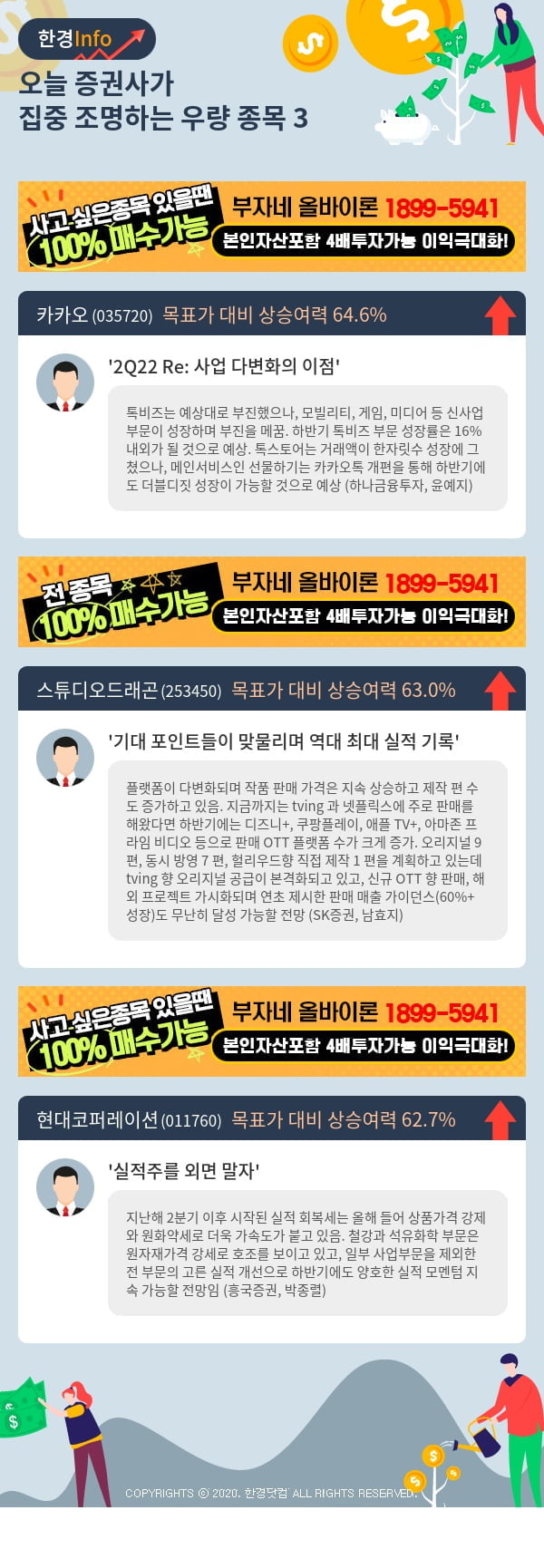 오늘 증권사가 집중 조명하는 우량 종목 3