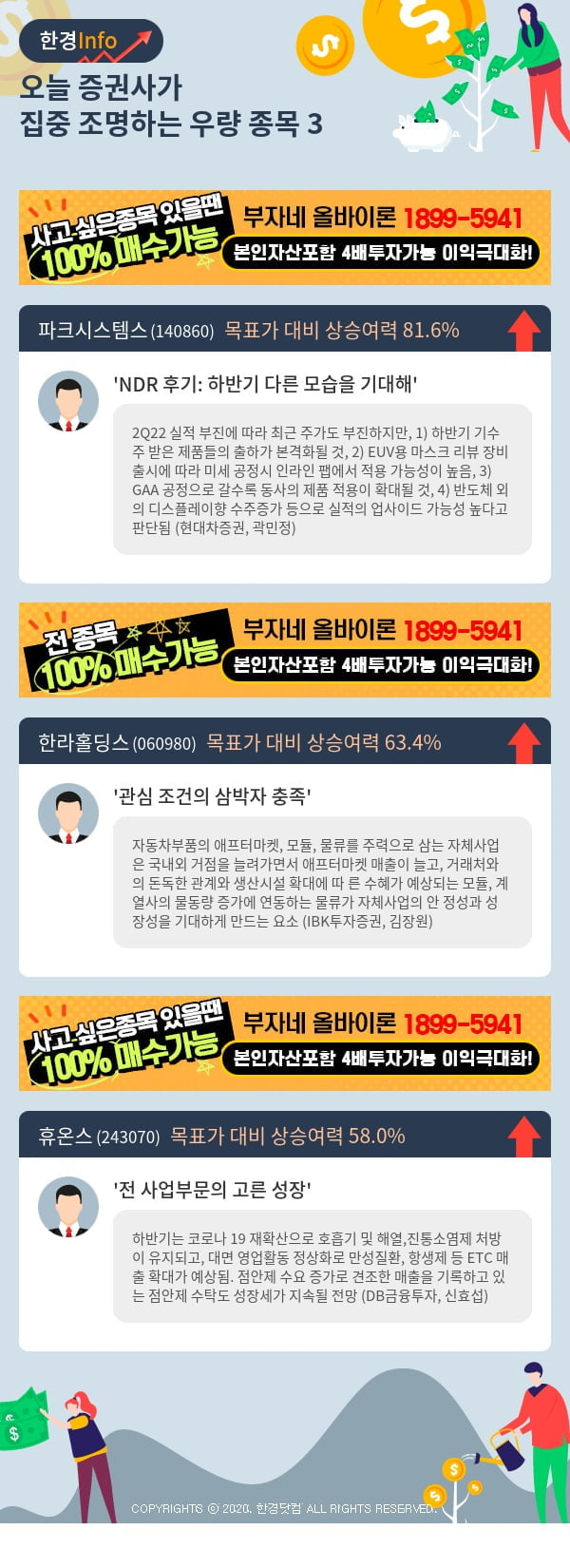 오늘 증권사가 집중 조명하는 우량 종목 3