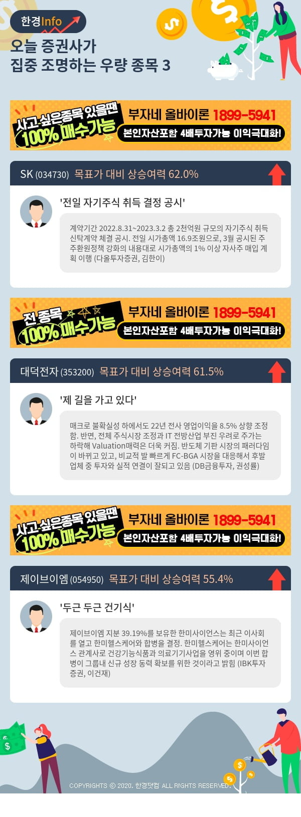 오늘 증권사가 집중 조명하는 우량 종목 3