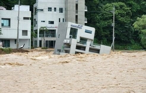 피해를 입은 포항 남구의 한 풀빌라 / 사진 =온라인 커뮤니티 캡처 