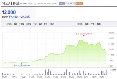 두달새 5배 오른 에스티큐브, 루머+차익실현 매물에 '털썩' [한재영의 바이오 핫앤드콜드]