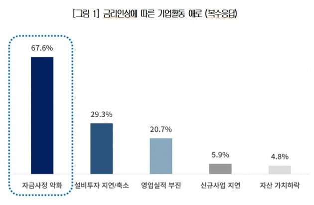 금리인상에 따른 기업활동 애로사항. /자료=대한상의