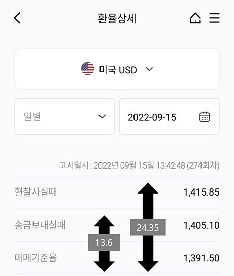 하나원큐앱 ‘환율’ 화면 캡쳐