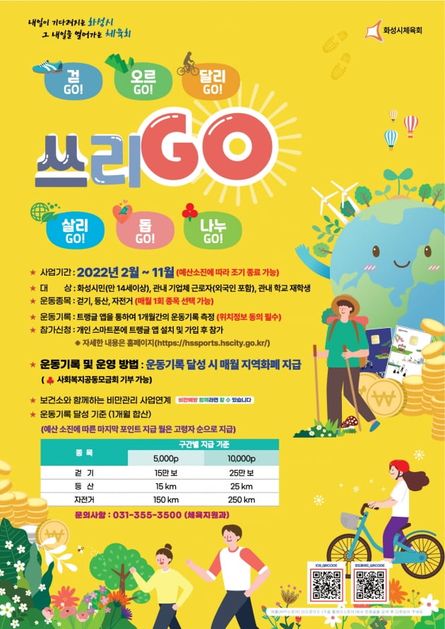 경기도, 화성시는 오는 10월 1일부터  ‘그린헬스포인트 쓰리GO’를 재개한다