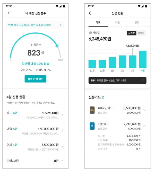 모바일에서 가게 매출관리를 편하게 할 수 있는 캐시노트 앱 / 출처: 한국신용정보데이터