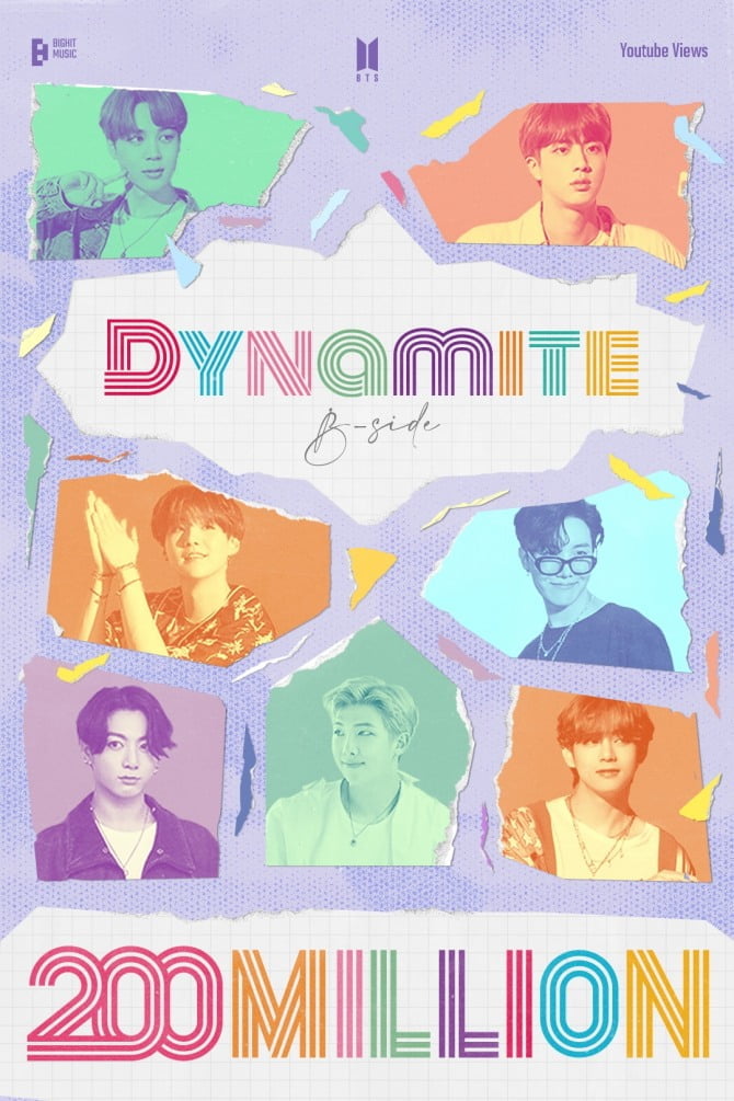 방탄소년단, ‘Dynamite’ B-side 버전 MV 2억뷰 돌파…통산 24번째 2억뷰 MV 보유