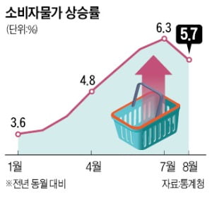 8월 물가 급등세 한풀 꺾였지만 외식물가는 30년 만에 '최고'