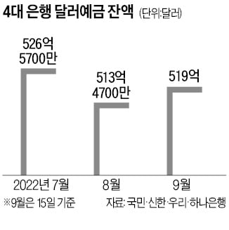 치솟는 환율에 은행 달러예금 급감