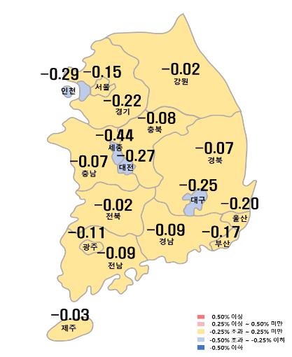 깊어지는 침체의 골…수도권 아파트값 10년 만에 최대 하락