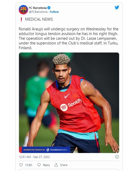 Uruguay's key defender Arauho to face Bentuho, eventually going into surgery