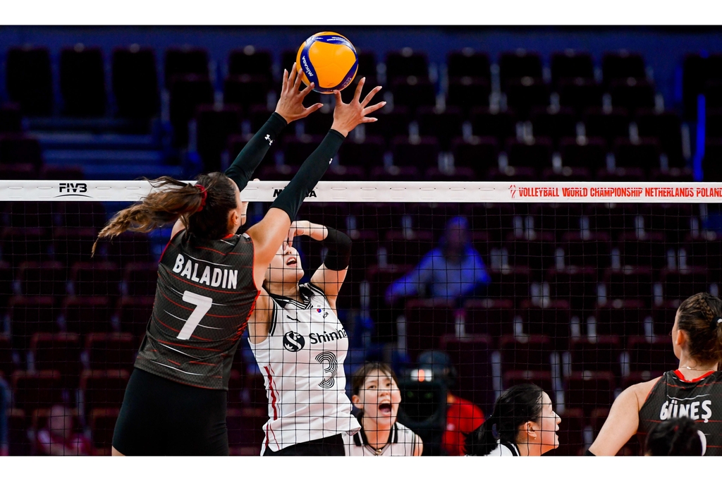 한국여자배구, 튀르키예에 완패…세계선수권 2경기 연속 0-3 패