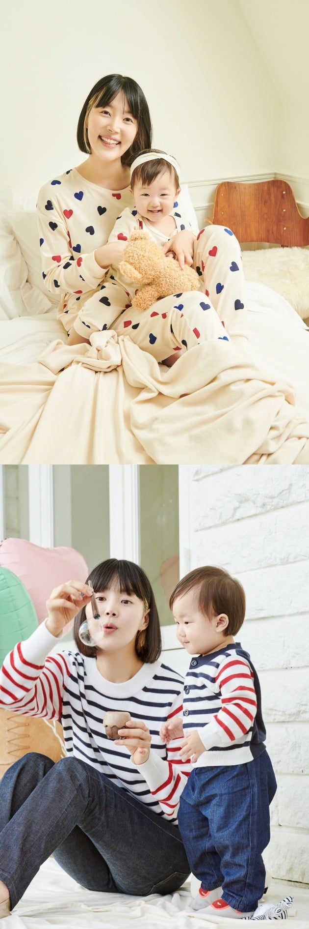 사진=쁘띠바또, 배우 한지혜, 윤슬 모녀 22 FW시즌 캠페인 화보 이미지