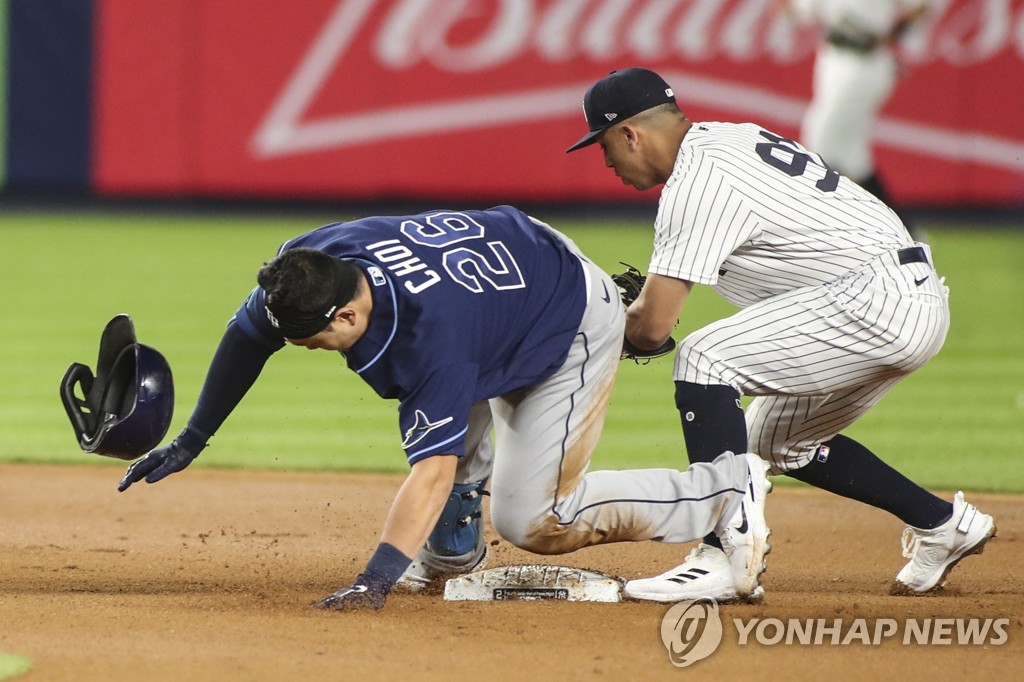 최지만, 양키스전서 14일 만에 안타 생산…볼넷 출루 후 득점도