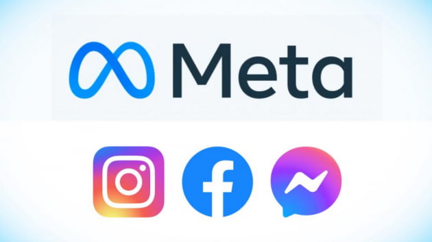 메타와 그 자회사인 인스타그램, 페이스북, 메신저의 로고.